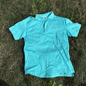 Peter‎ Millar Golf Polo Shirt Mens Medium Turquoise The Tryall Club